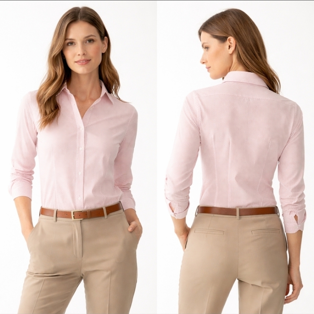 Eddie Bauer Wrinkle Resistant Stretch Button Down Shirt XS Pink